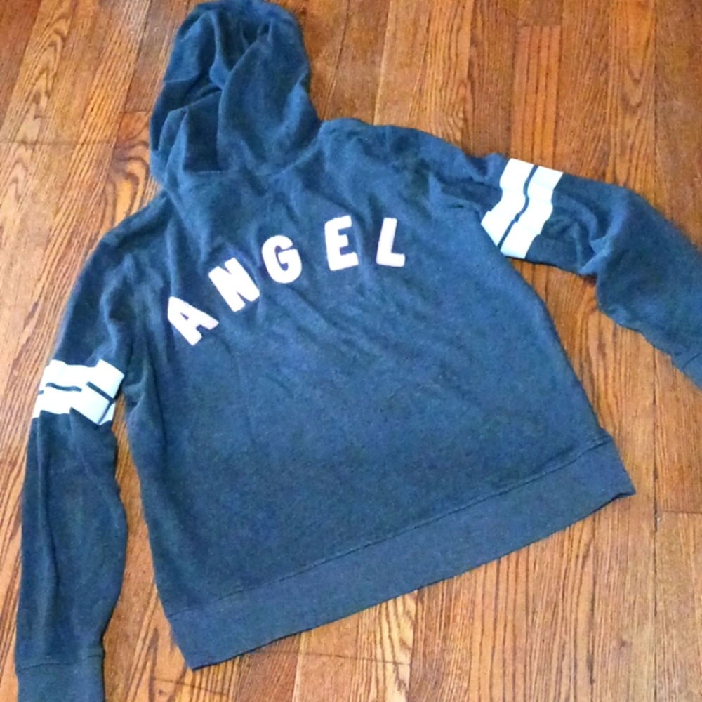 VICTORIA'S SECRET ANGEL Sweatshirt Hoodie Bubble Lettering L Pockets